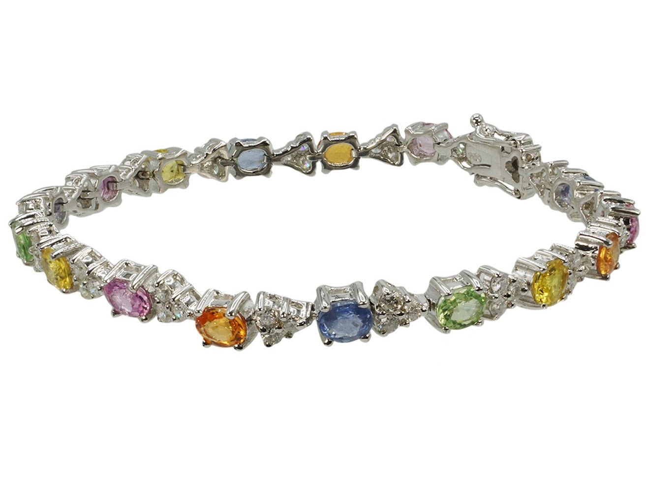 18k Multicolored Sapphires Bracelet with Diamonds