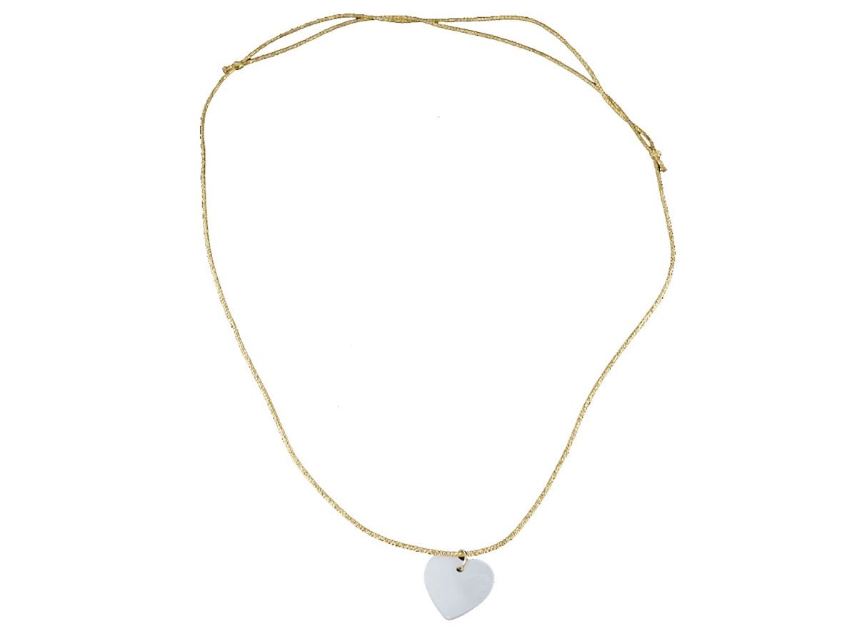 MOP Heart on Threaded Necklace