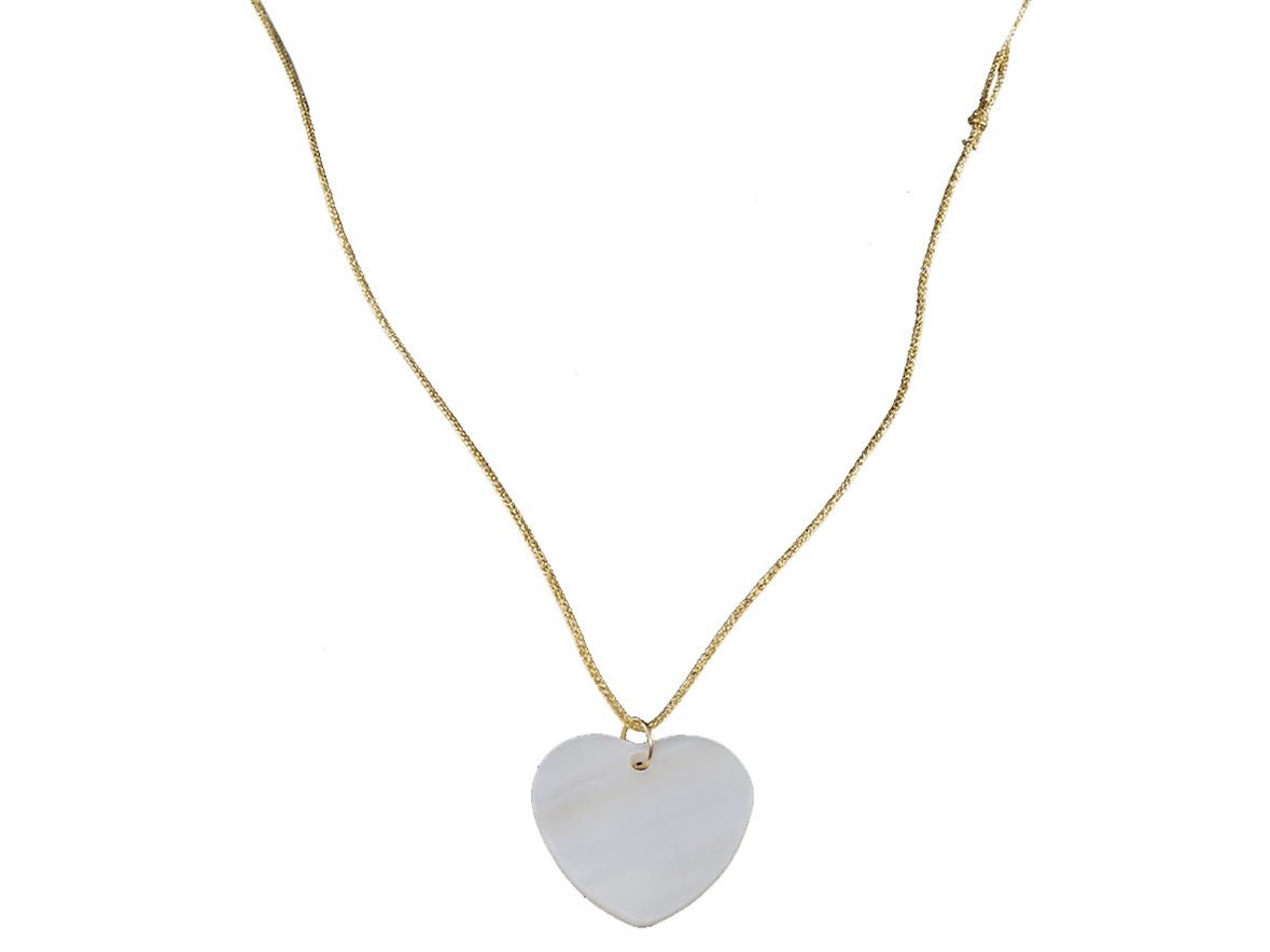 MOP Heart on Threaded Necklace