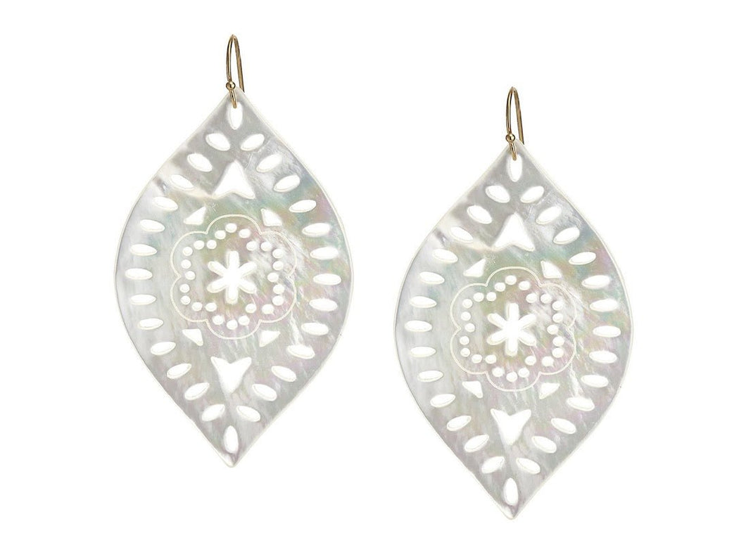 Carved Mother of Pearl Marquis Earrings