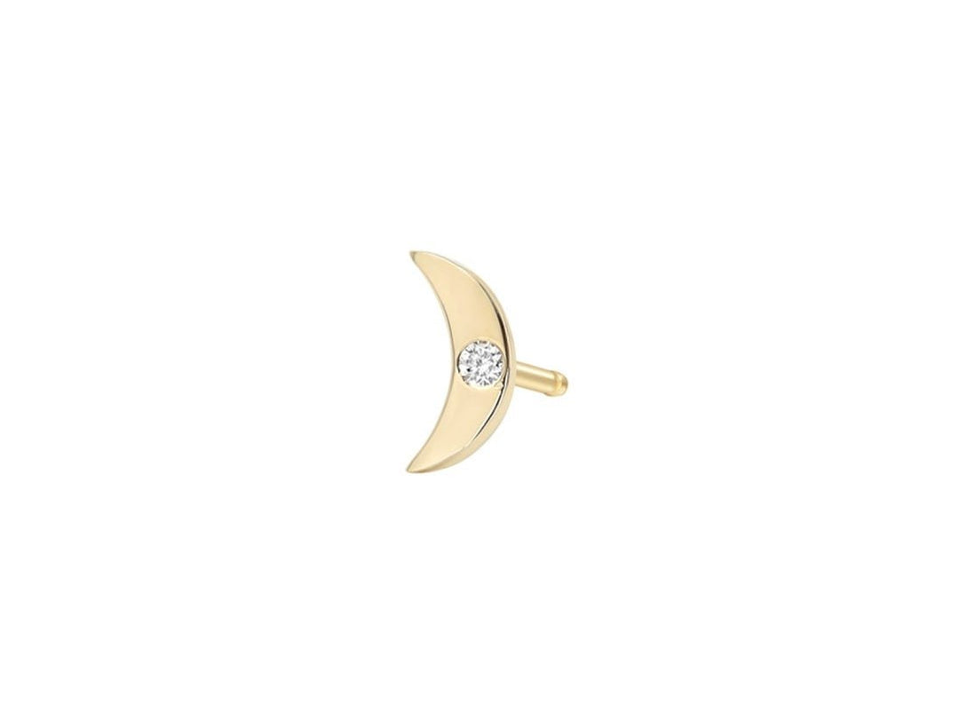 14k Tiny Moon with Diamond Stud