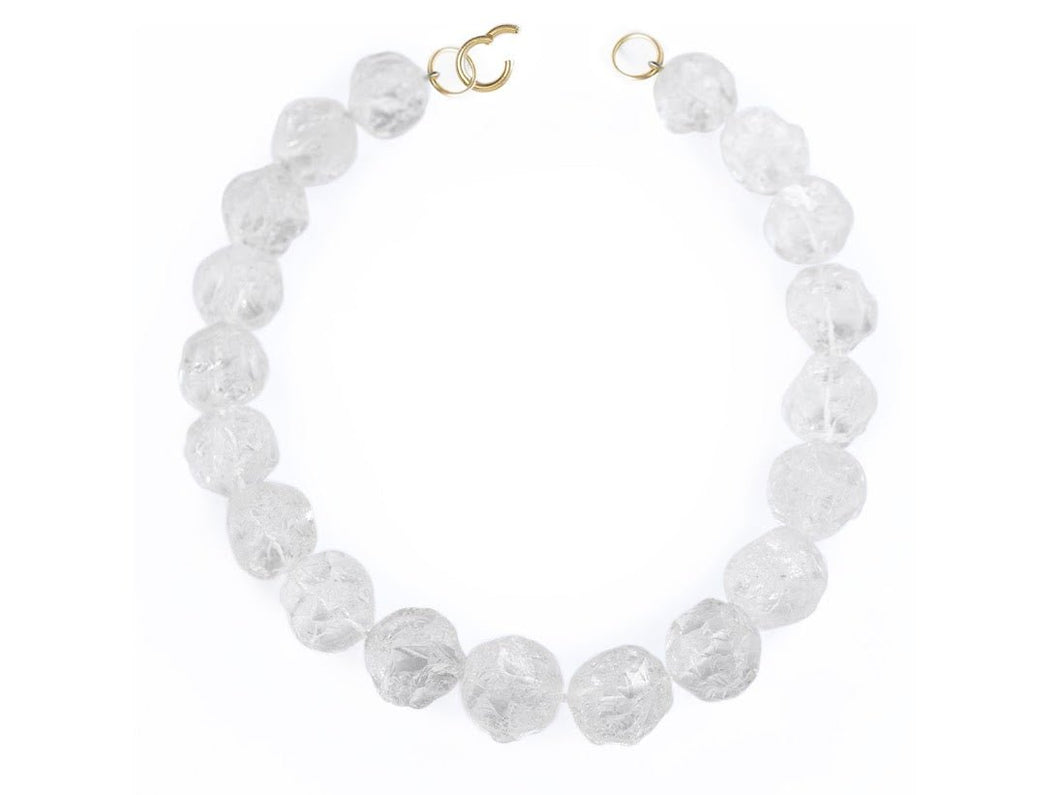 14k Rock Crystal Large Bead Necklace