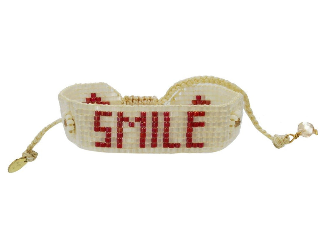 White, Red, Gold Smile Bracelet