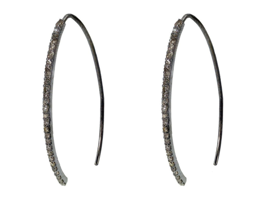 SS Arc Hoop Earrings with Diamonds