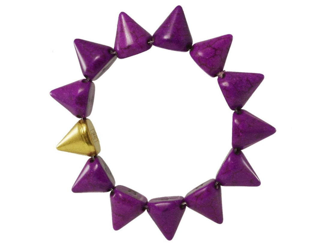 Fuchsia Howlite and Gold Spike Bracelet