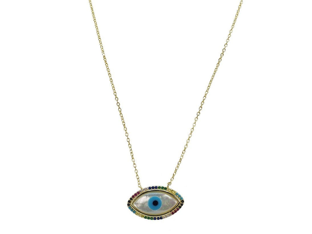 Rainbow MOP Evil Eye Necklace