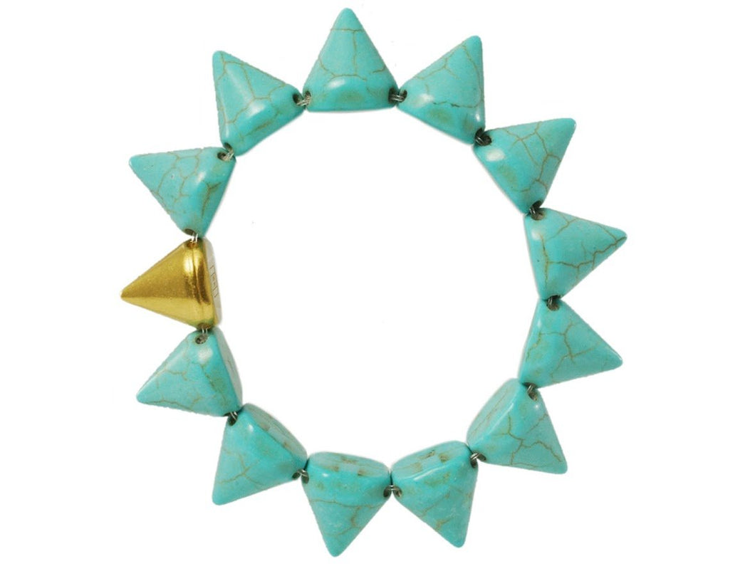 Turquoise Howlite and Gold Spike Bracelet
