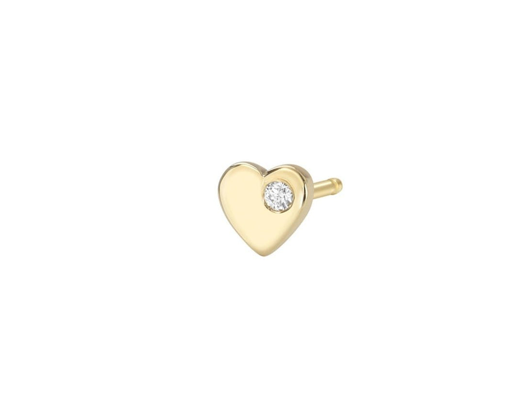 14k Tiny Heart with Diamond Stud