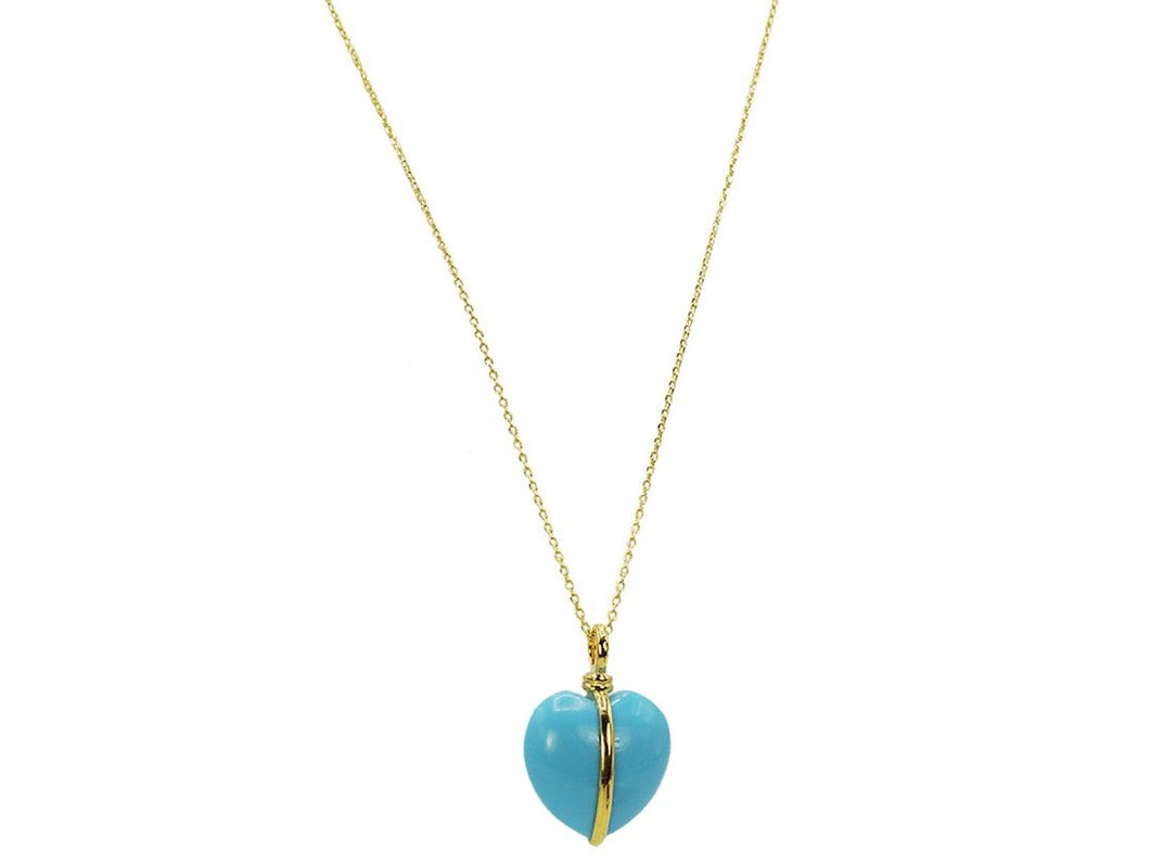 Wrapped Turquoise Heart Charm Necklace