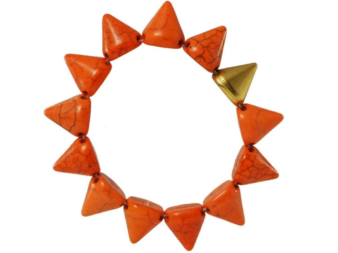 Orange Howlite and Gold Spike Bracelet