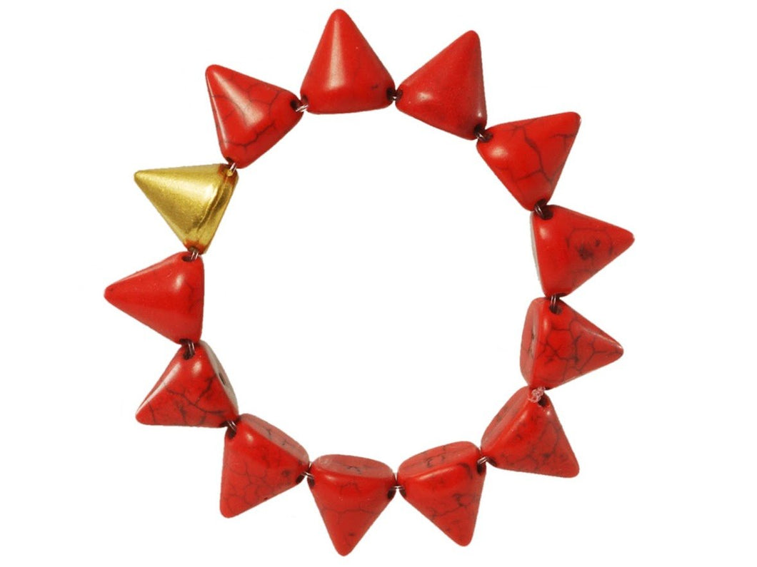 Red Howlite and Gold Spike Bracelet