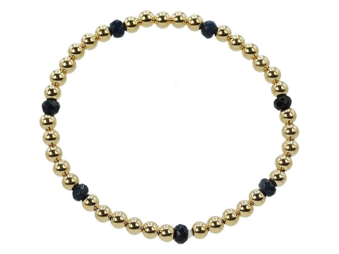 Gold 4mm Bead Bracelet with Sapphire