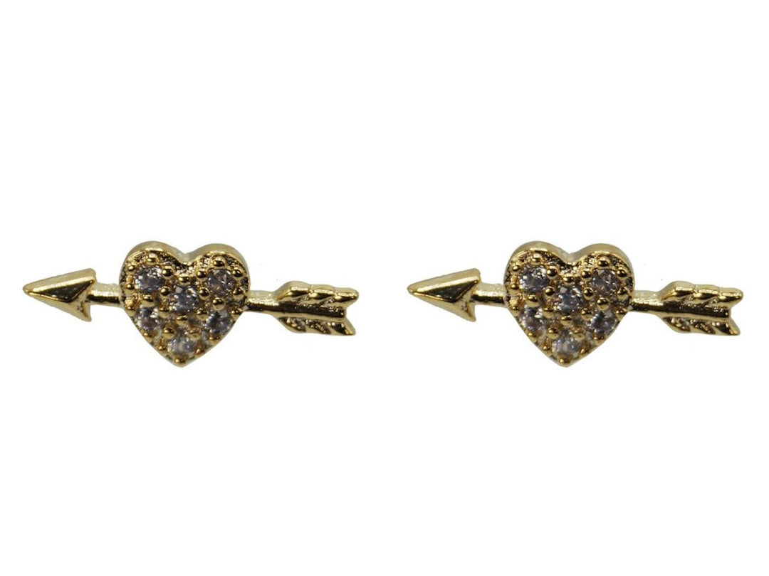 Pave Heart and Arrow Stud Earrings