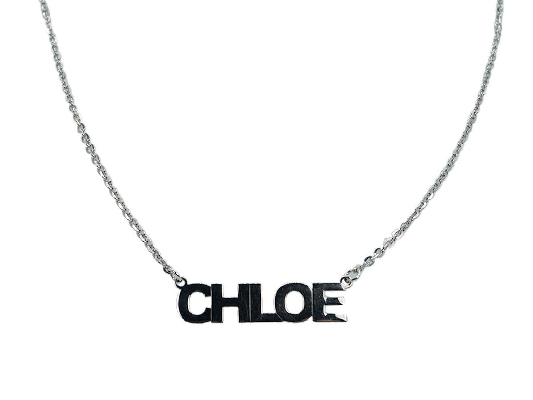 Silver Uppercase Block Letter Necklace