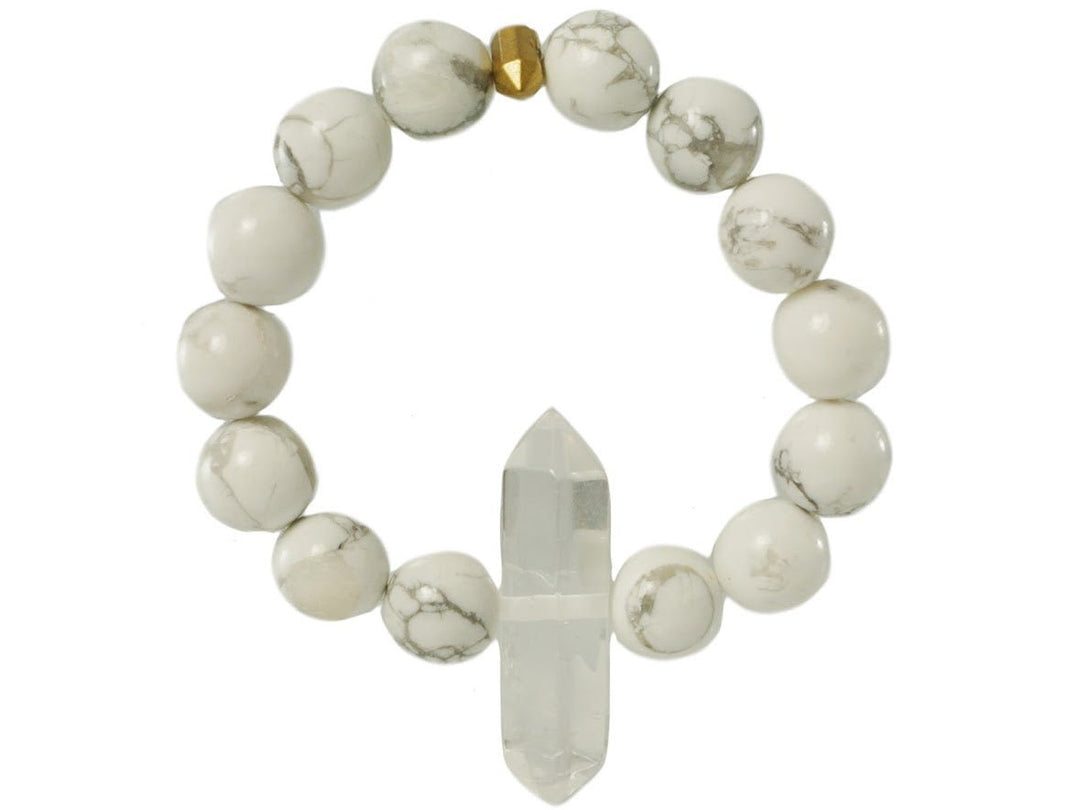 Clear Crystal Quartz Point with White Howlite Bracelet