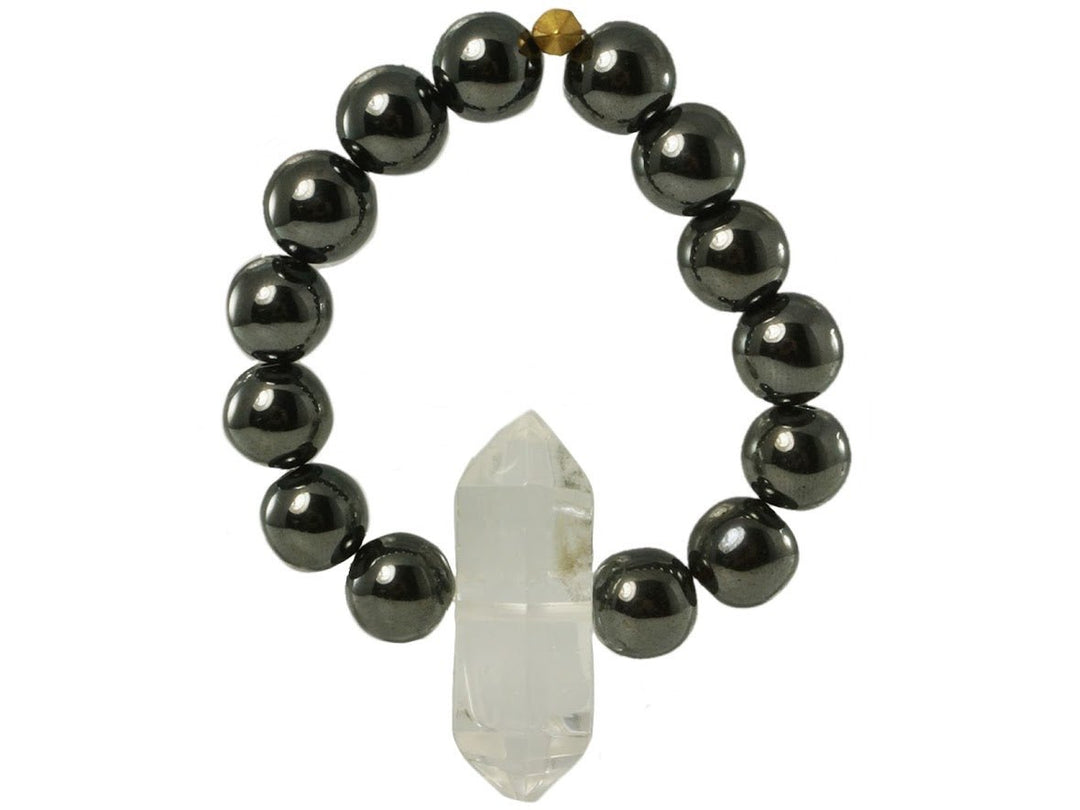 Clear Crystal Quartz with Hematite Bracelet