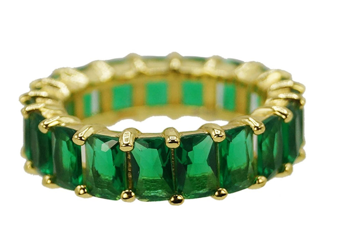 Green Glass Baguette Band