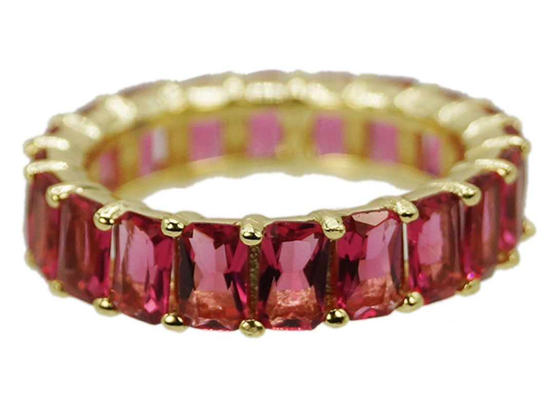Red Glass Baguette Band