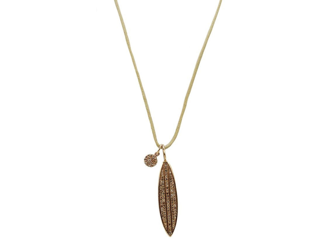 14k Diamond Leaf and Circle Necklace