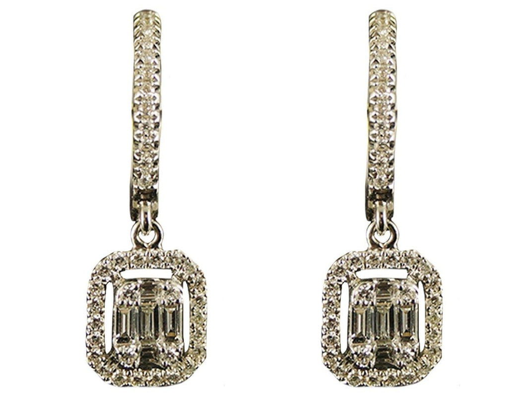 18k Illusion Diamond Huggie Earrings
