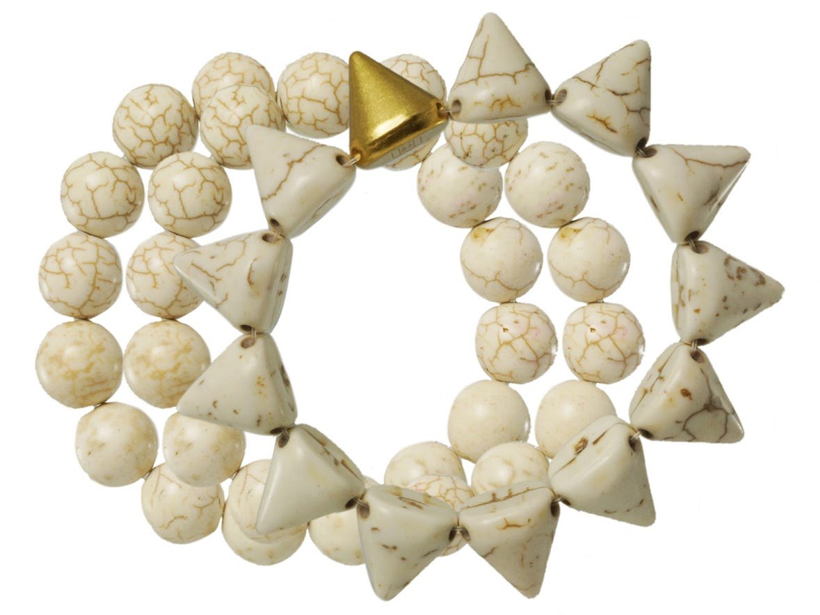 White Howlite Stack of Bracelets.