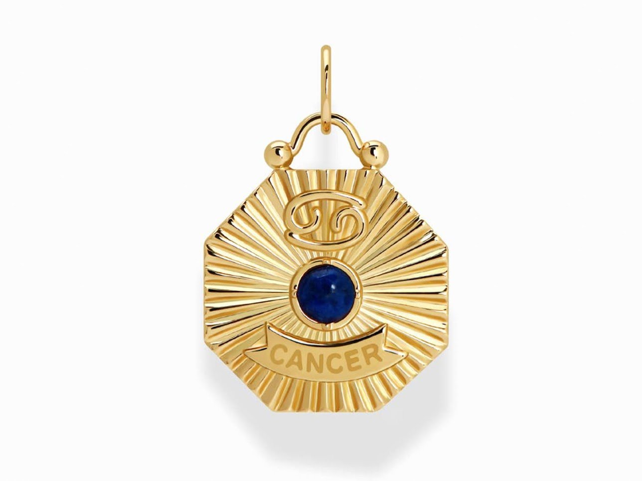 Cancer Charm with Lapis and CZs