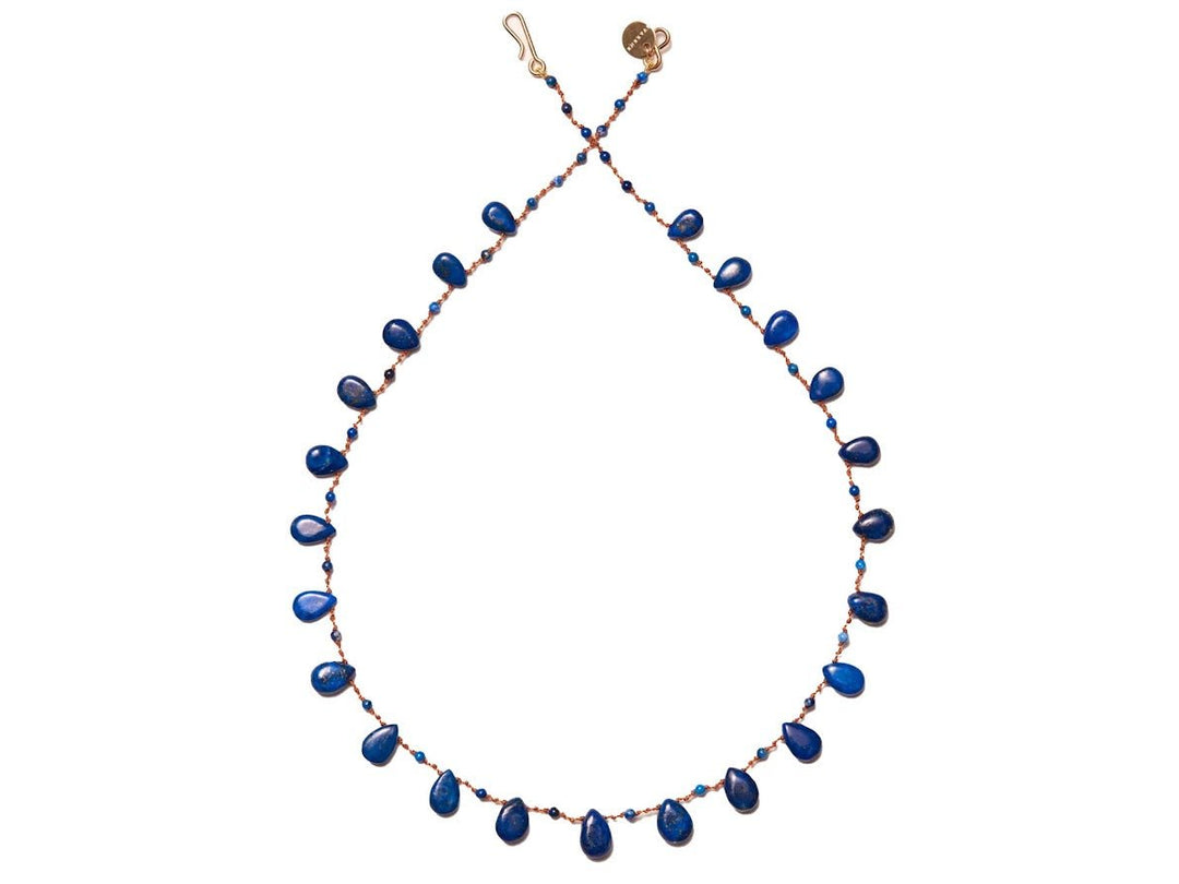 Lapis Droplet Necklace with Additional Smaller Stones
