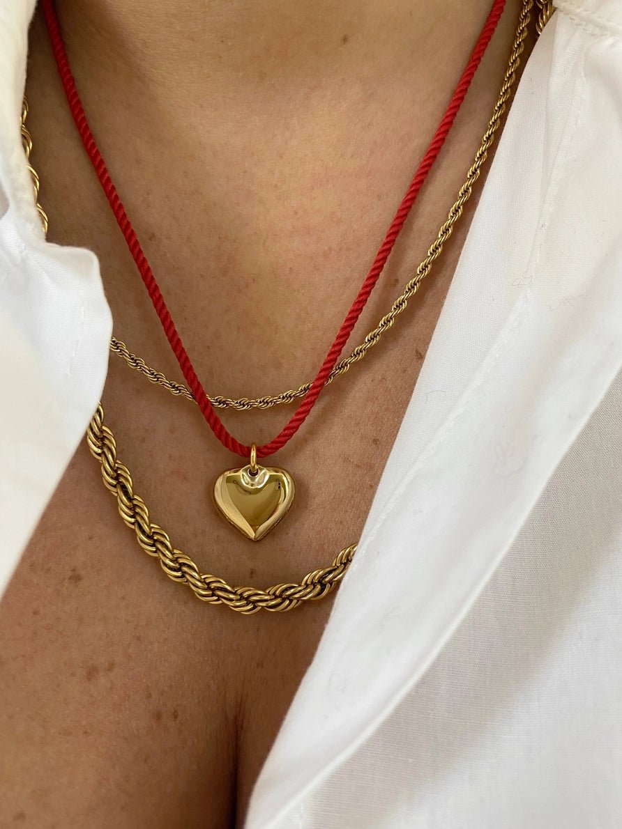 Red Cord Heart Necklace