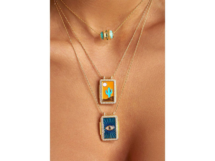 Cactus Charm Necklace with CZs