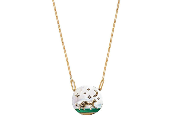 9k/18k Malachite, MOP, and Enamel Starry Dreams Necklace