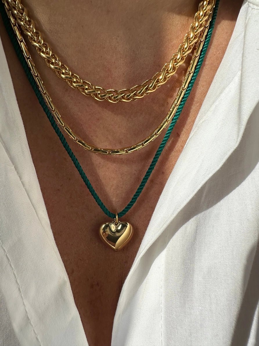 Green Cord Heart Necklace