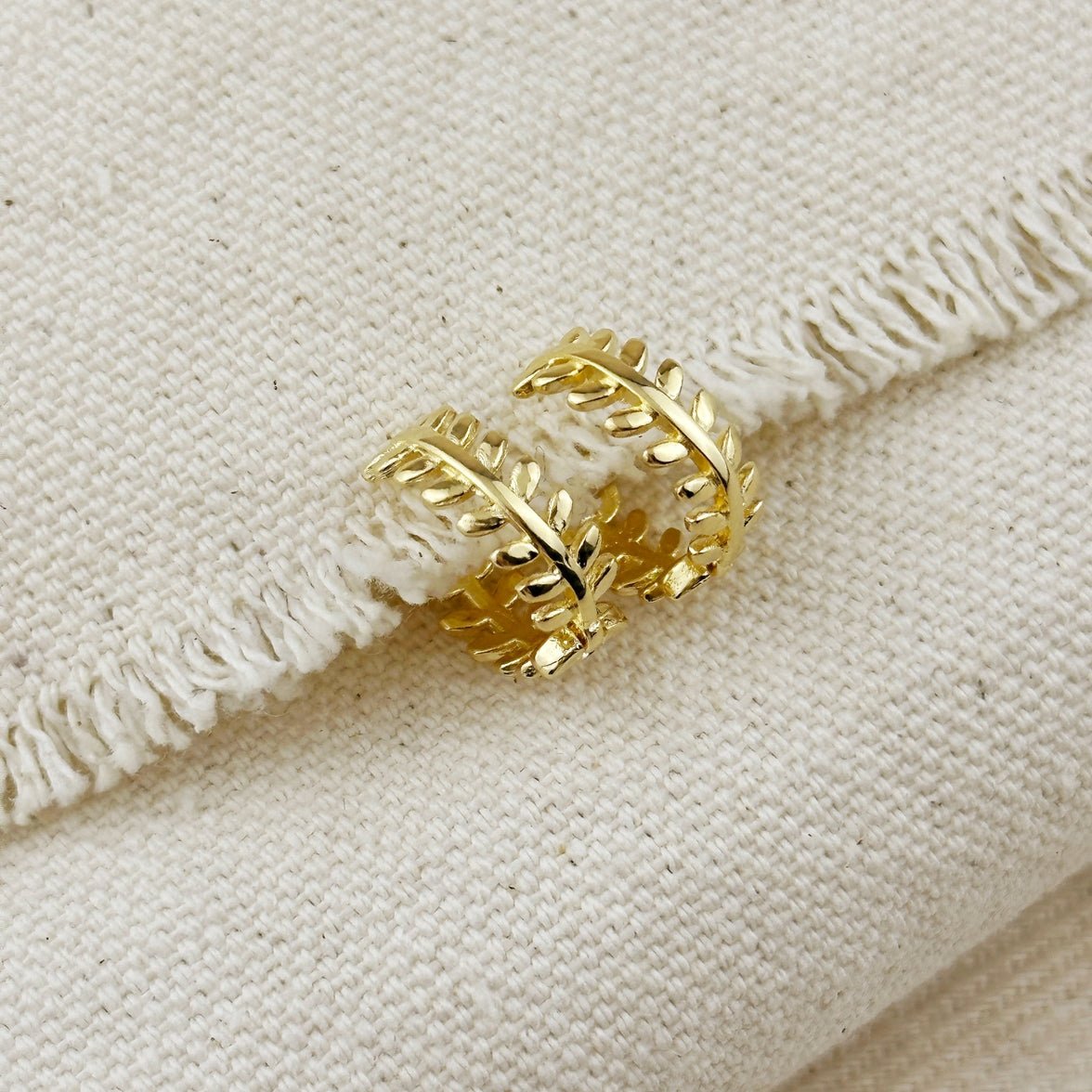Gold Laurel Leaf Clicker Earrings