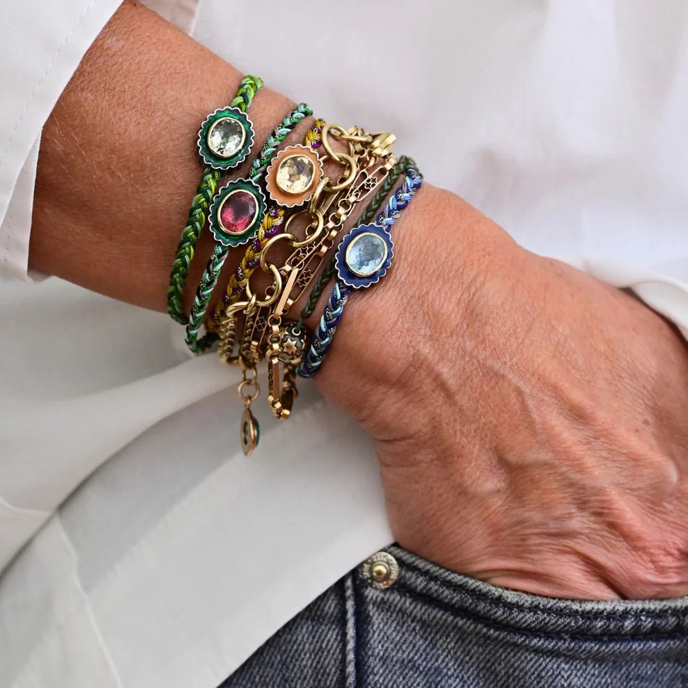 10k/SS Citrine and Enamel Flower Bracelet