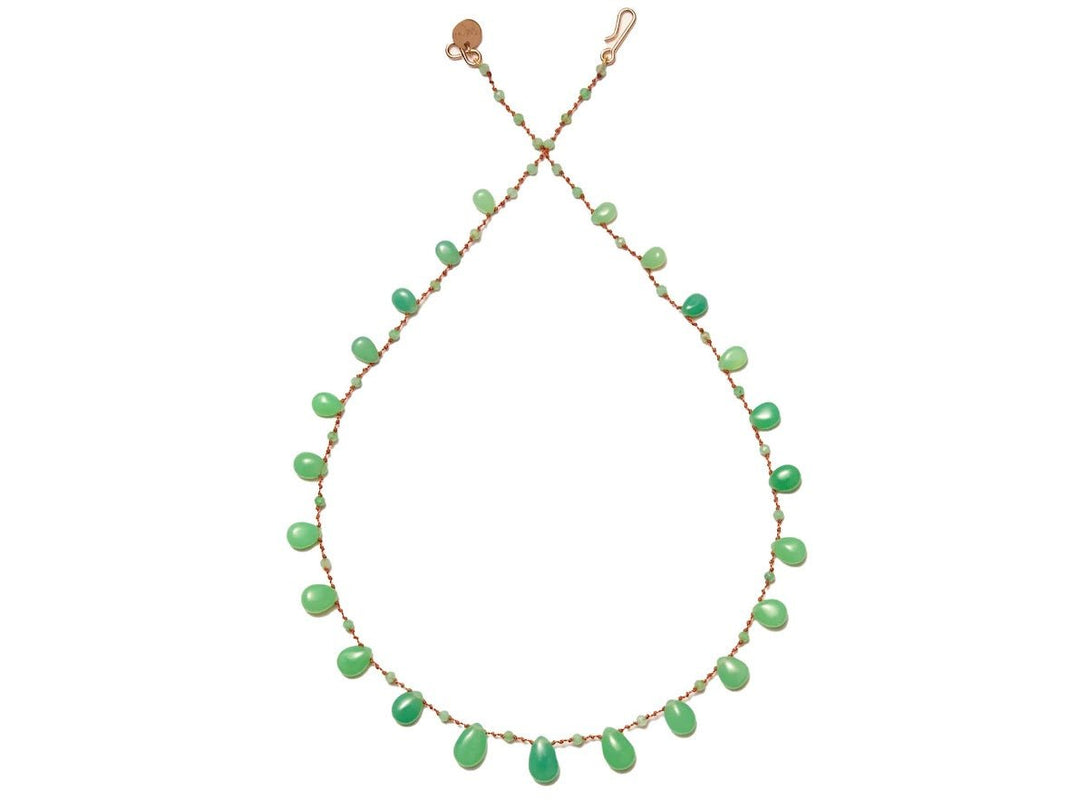Chrysoprase Droplet Necklace with Additional Smaller Stones
