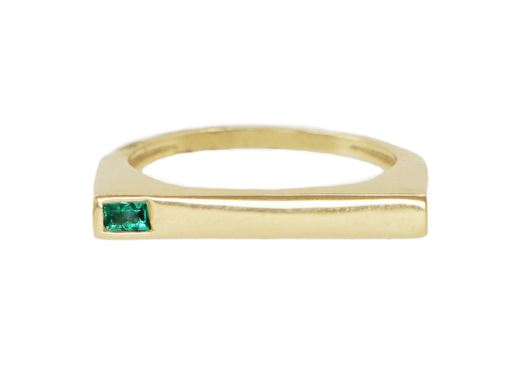 14k Bar Band with Emerald Baguette