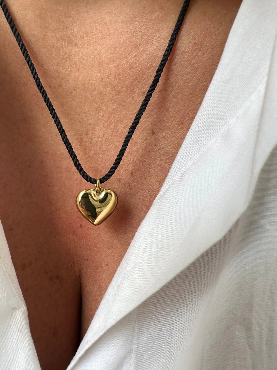 Black Cord Heart Necklace