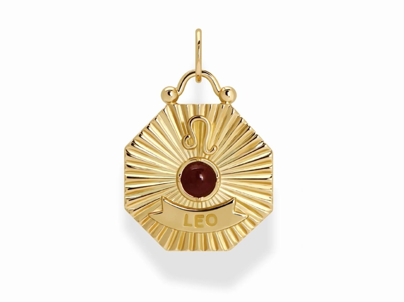 Leo Charm with Red Jasper and CZs