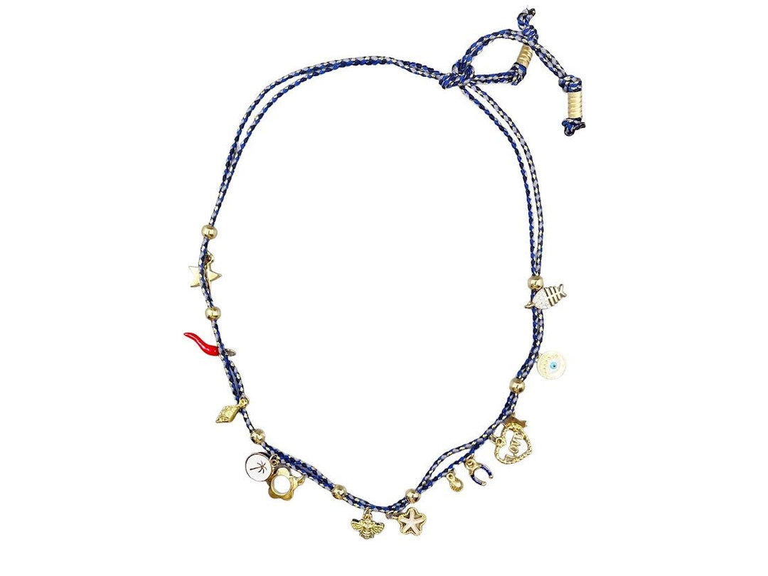 Magical Charms on Blue Cord Necklace #3