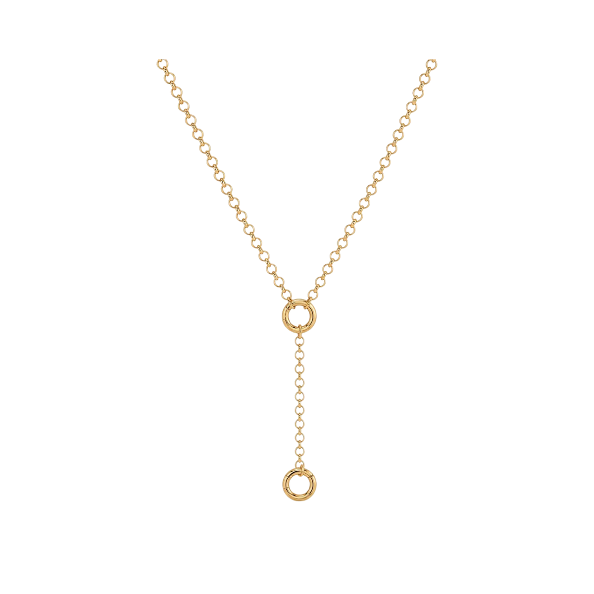 Gold Rolo Chain with Two Charm Holder Clasps