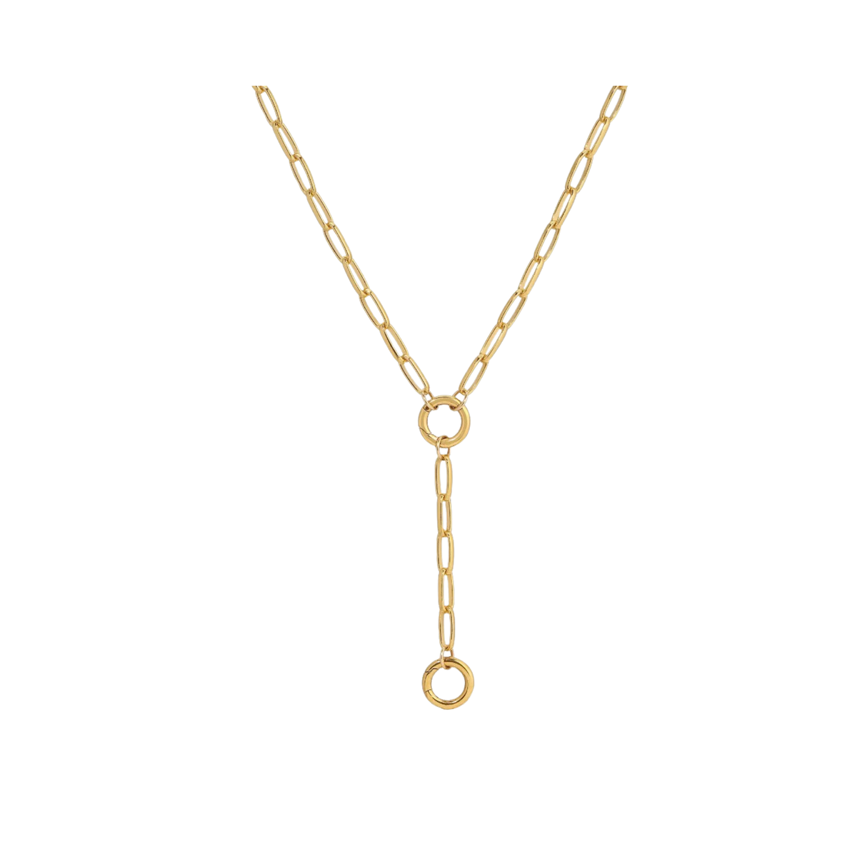 Gold Paperclip Chain with Two Charm Holder Clasps