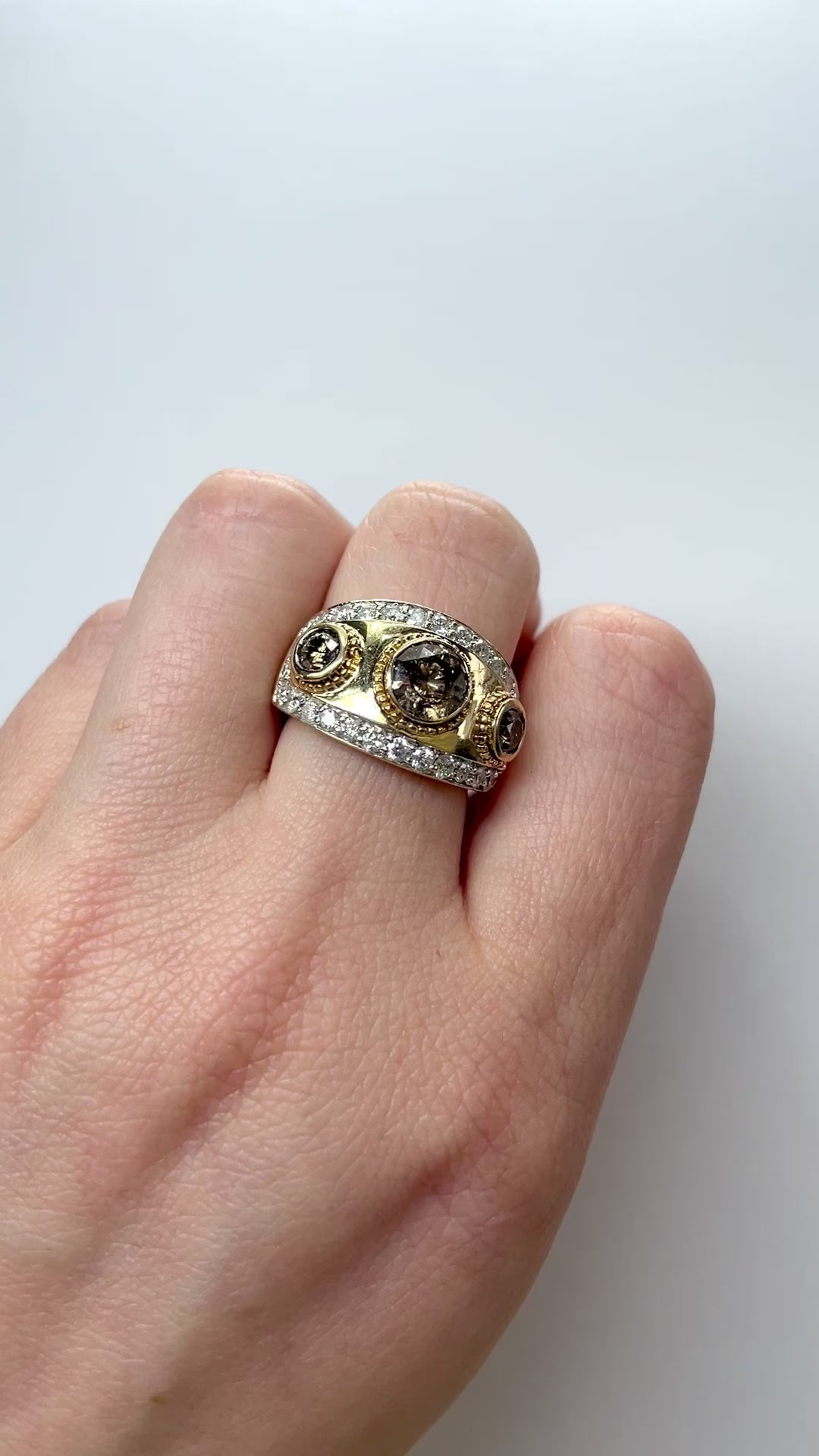 14k Yellow Gold Ring with Cognac  Diamonds