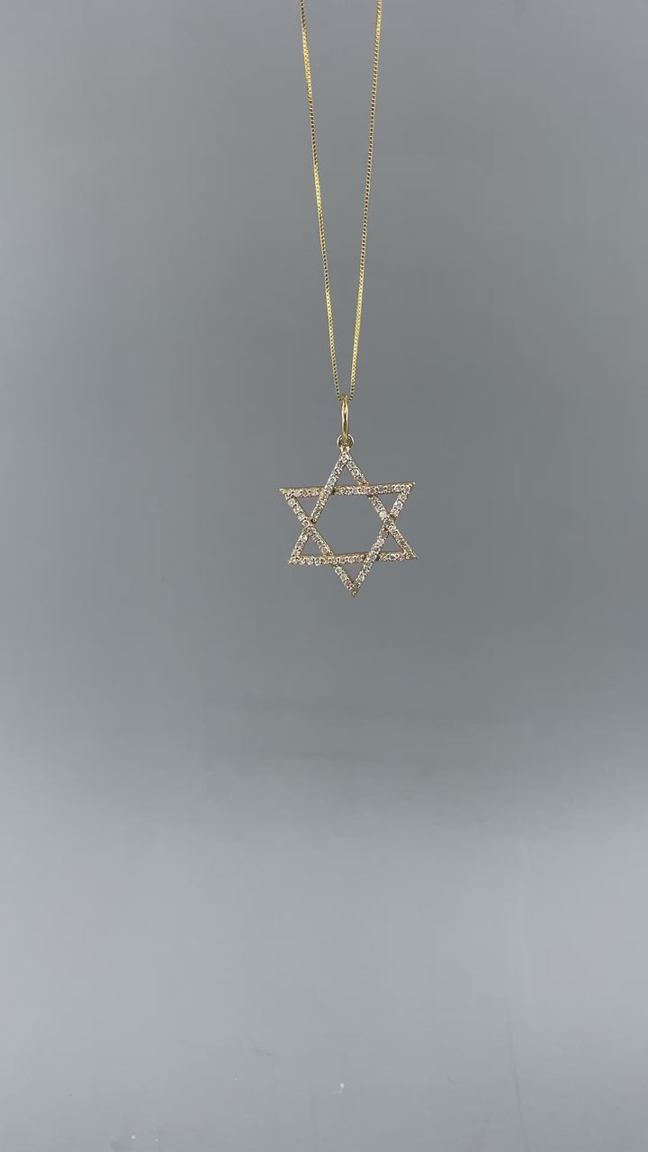 14k Diamond Star of David Charm