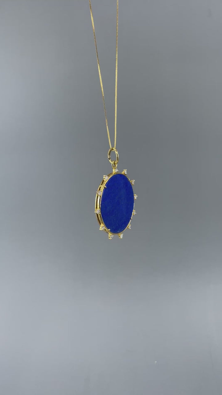 14k Lapis and Diamond Sun Charm