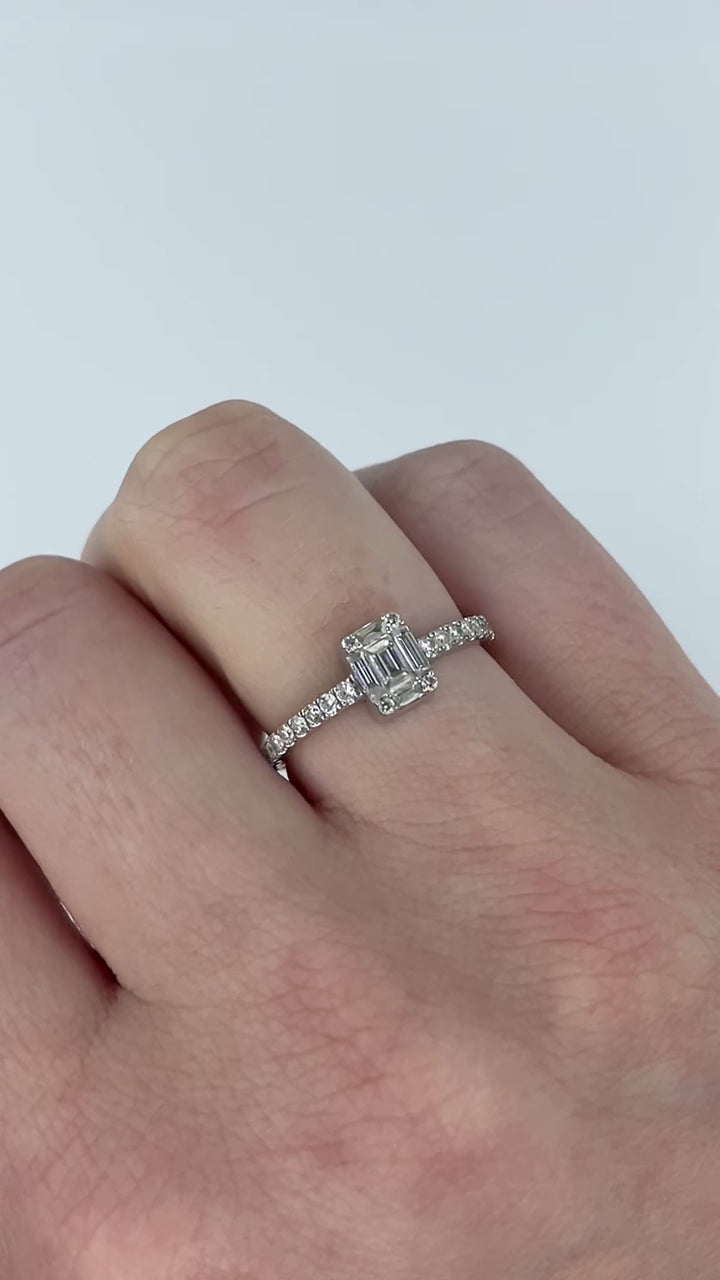 14k White Gold Illusion Diamond Solitaire Ring