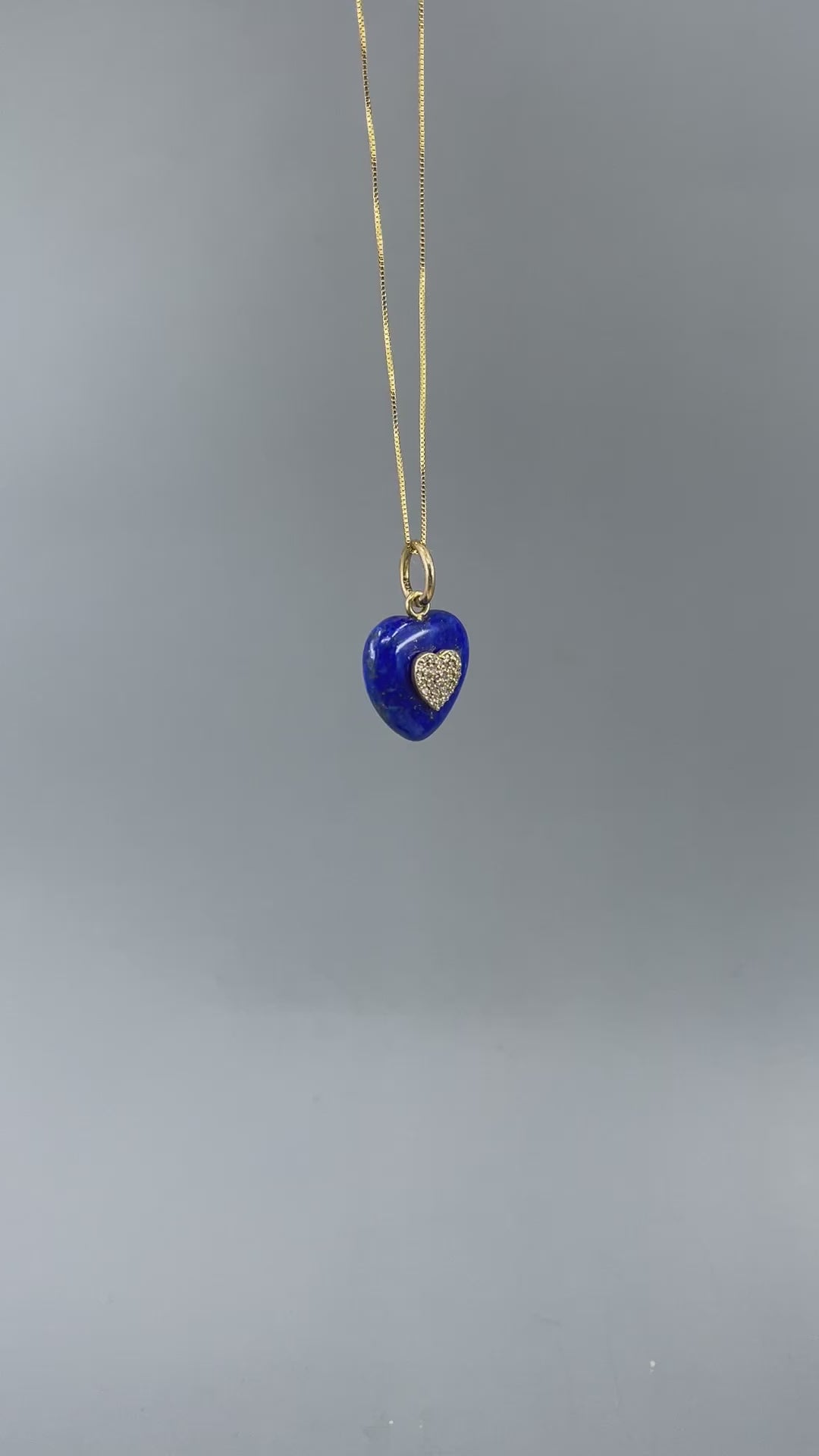 14k Lapis and Diamond Heart Charm