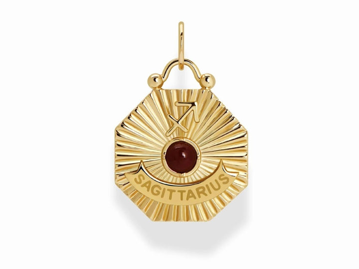 Sagittarius Charm with Red Jasper and CZs