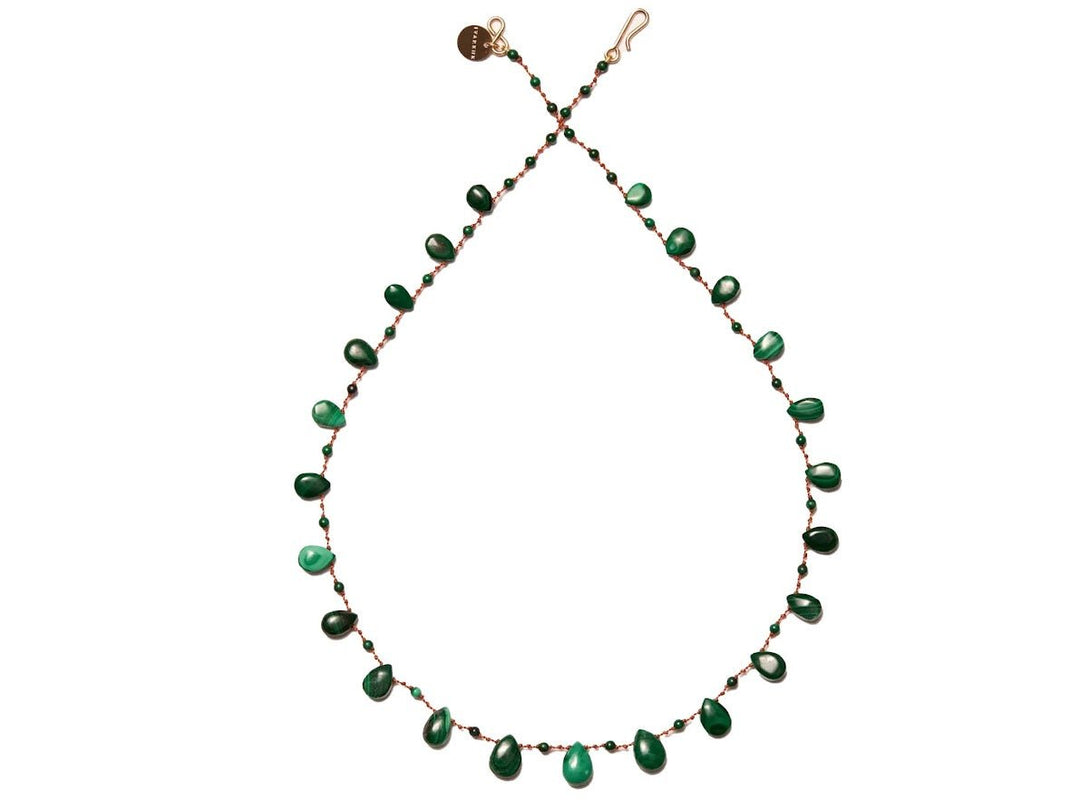 Malachite Droplet Necklace with Additional Smaller Stones