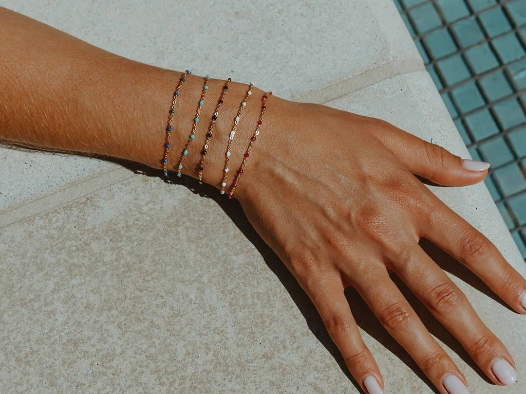 White Enamel Dotted Bracelet