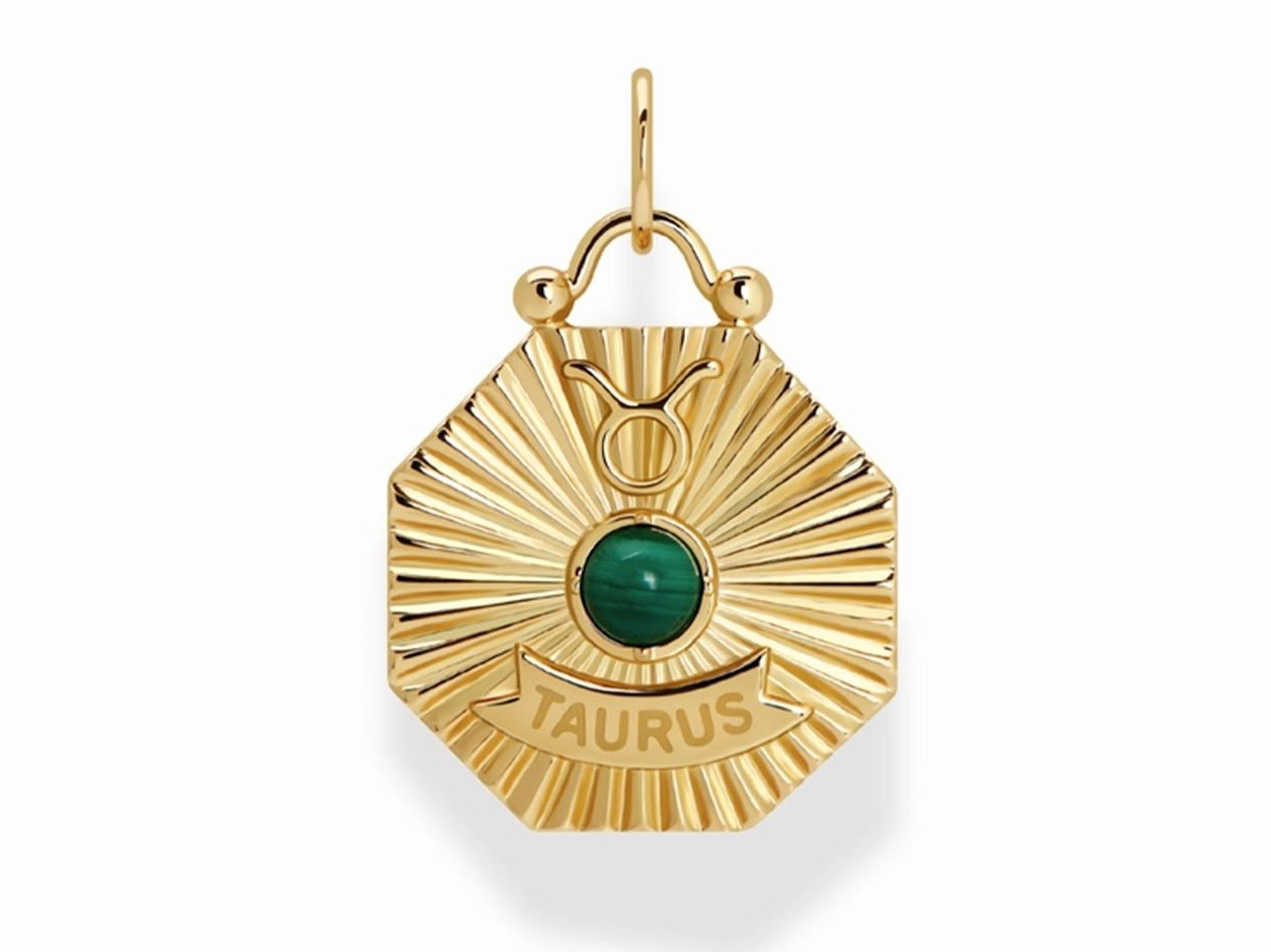 Taurus Charm with Malachite and CZs