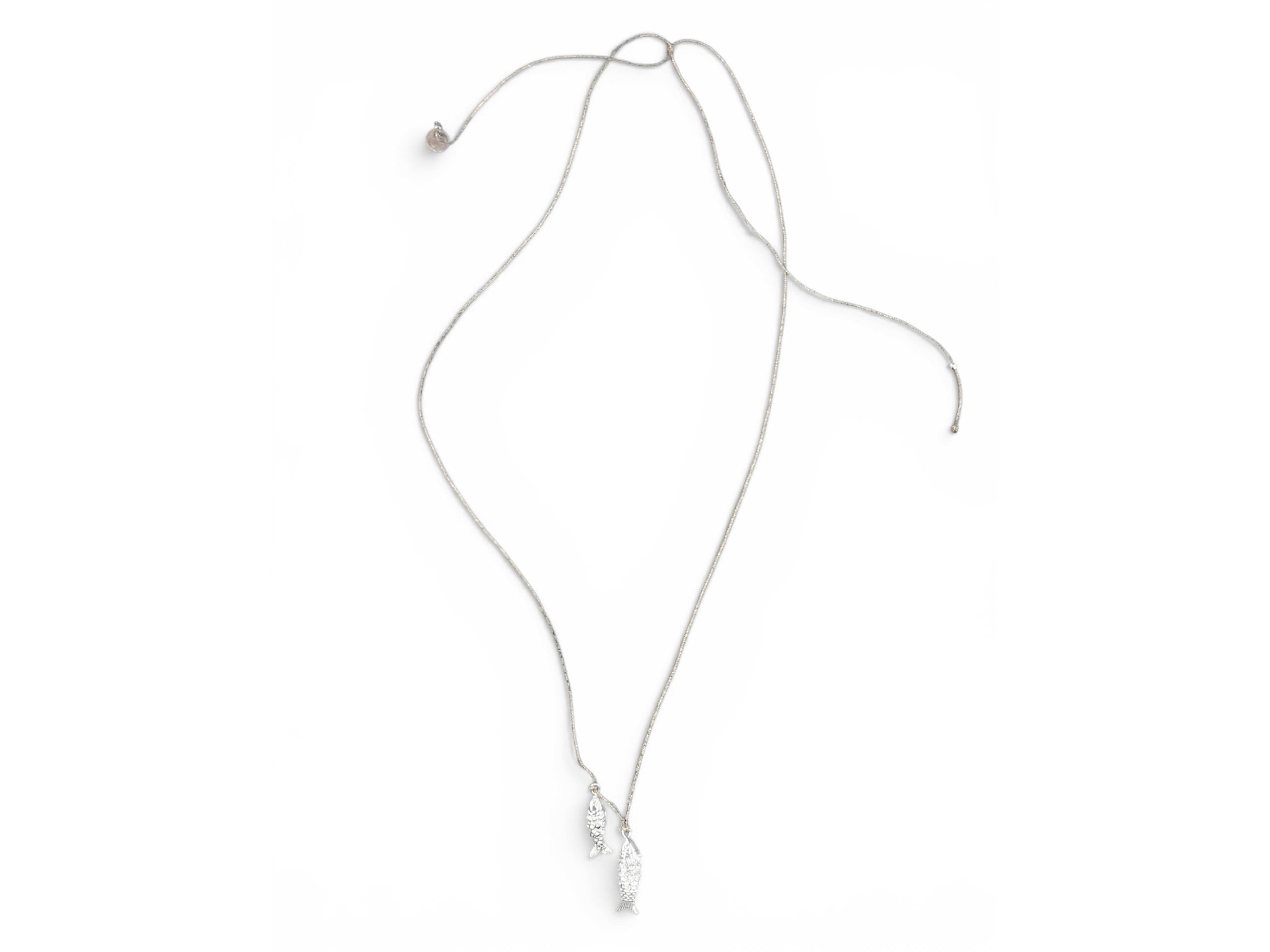 Two Silver Articulated Fish Necklace